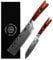 Couteau Japonais Couteau Cuisine Nakiri et Santoku en acier à haute teneur en carbone Manche en bois Protection de Lame & Coffret Cadeau