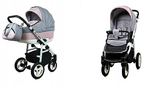 BabyLux® Bambimo Kinderwagen Set 2 in 1 - Alu Way - incl. Babywanne, Buggy Sportsitz - Kinderwagenset - Kombikinderwagen mit Wickeltasche, Regenschutz, Moskitonetz, Cupholder usw.