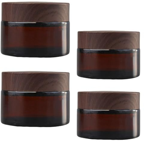 TUAKIMCE 4 Stück 20ml 30ml Glas Cremedose Leer Leerdose klarer Tiegel Leerdose Leere Nachfüllbare Behälter Glasbehälter mit Deckel und Liner für Lotion, Creme, Kosmetik