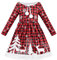 Sunny Fashion Mädchen Kleid rot Weihnachten Schneeflocke Baum Langarm Winter Urlaub Gr. 110,Rot Kariertes Weihnachten,110