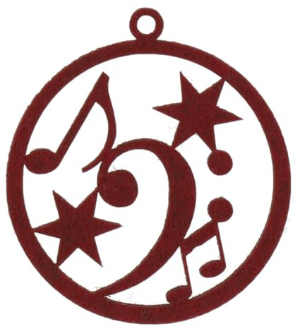 Weihnachtskugel Filz Bassschlüssel - schönes Geschenk für Musiker (dunkelrot)