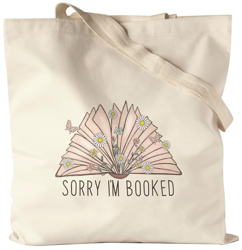 Hey!Print Sorry I'm booked Jutebeutel Leseratte Bücherwurm Lustiges Motiv mit Büchern Geschenkidee