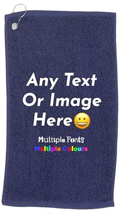 Varsany Navy Custom Golf Towel With Clip – Upload Your Photo or Choose Any Text – Top Golf Gifts For Men