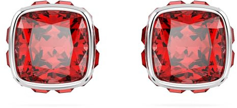 Swarovski Birthstone Ohrstecker, Kissenschliff, Juli, Rot, Rhodiniert