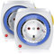 CSL - 2x Zeitschaltuhr, mechanische Timer-Steckdose, Zeitschaltuhr Steckdose 24 Std, 3680W Mechanische Zeitschaltuhr, Zeitschaltuhr Analog 96 Segmente, 15 Minuten Intervall