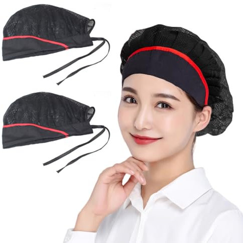 LEEQ Gorro Cocina - 3 PCS Chef Hat Ajustable Catering Hairnet Reutilizable Malla Restaurant Beanie Gorro Cocinero Nets Hat, para Hombre/Mujer, Negro