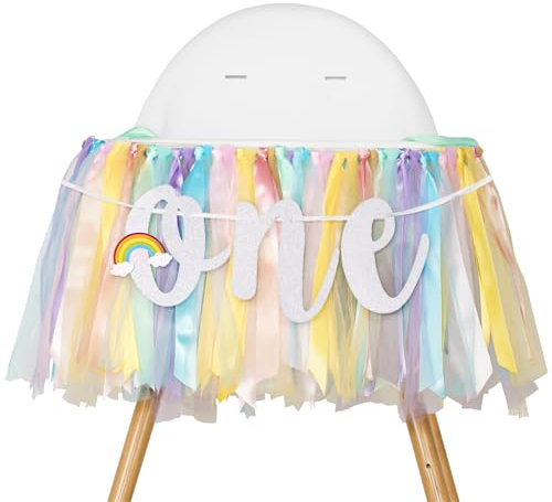 jijAcraft One Hochstuhl Banner, Regenbogen Thema 1st Geburtstags Hochstuhl Banner, High Chair Banner zum Baby Erster-Geburtstag - für Baby Erster Geburtstagsparty, Meeresthema-Geburtstagsparty Deko