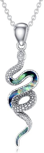 SLIACETE 925 Silber Schlangen Anhänger Kette für Damen Abalone Muschel Schlangen Halskette Schlangenschmuck, Geschenke für Schlangenliebhaber