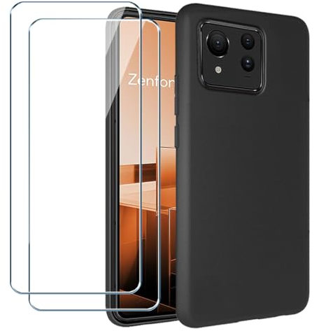 Xiangyun Cover per Asus Zenfone 11 Ultra 5G Custodia + 2 X Film di Vetro Temperato protezione- Caso Silicone Nero Protettiva TPU Bumper Leggero Morbido Shell Case (6.78)