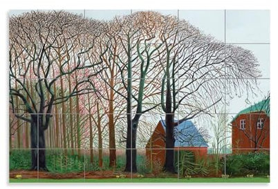 Kunstdruck auf Leinwand, Motiv: David Hockney Bigger Trees near Warter, Kunstdruck, Poster, Foto, Bild, Malerei, Poster, Raumdekoration, 50 x 75 cm