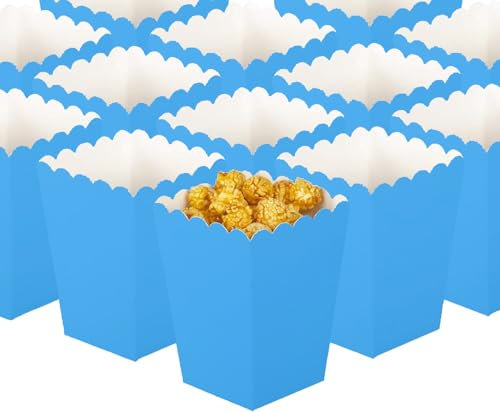 50 Piezas Bolsas de Palomitas de Maíz, Papel Contenedor Dulces Bolsas Palomitas, Cajas de Palomitas, Cartón Bolsas Palomitas mini cajas de papel para Picnics de Cine Preferencias de Boda (azul)