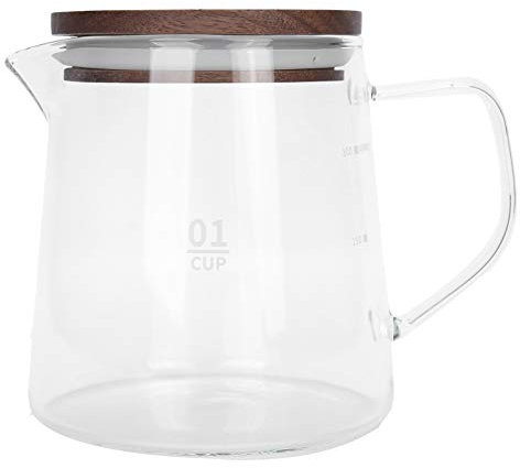 Jarra de café de vidrio, tetera de vidrio, cafetera para estufa, tetera de vidrio transparente de borosilicato, jarra de vidrio para café con tapa con asa para café y té (300ml)