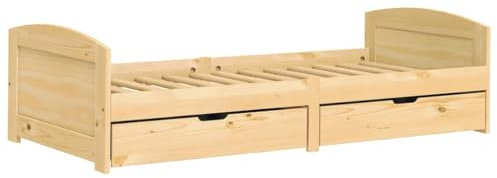 vidaXL Tagesbett, Gästebett mit 2 Schubladen, Sofabett Holzbett Latten-Design, Bettgestell Schlafsofa für Schlafzimmer Wohnzimmer, 90x200cm Massivholz Kiefer