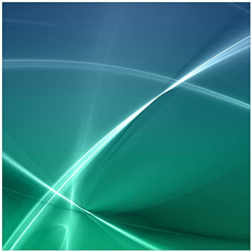 Wallario Glasbild Abstrakte Formen und Linien in blau grün türkis - 55 x 55 cm Wandbilder Glas in Premium-Qualität: Brillante Farben, freischwebende Optik