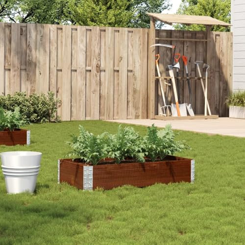 Sufrk Fioriera da Giardino Marrone 100x50 cm Legno Massello di Pino-Fioriera da Esterno,Orto Verticale Rialzato da Esterno per Balcone e Giardino,Mini Orto Rialzato per Piantine,Giardino Verticale da