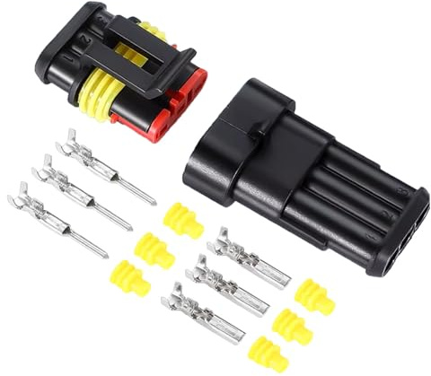 Aiqeer 10 Set 3 Pin Car Waterproof Electrical Wire Connectors, Car Waterproof Electrical Connector Plug Socket Kit