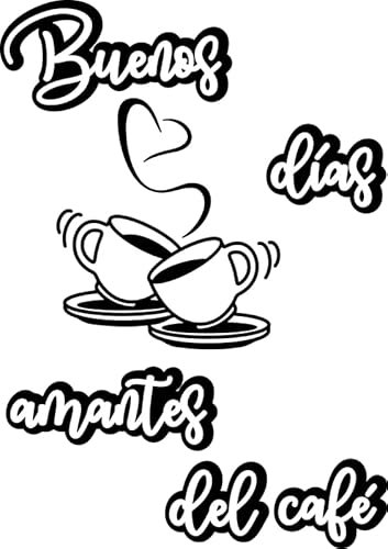 SoulArt, Vinilo de pared decorativo con frase Buenos dias amantes del café Vinilo decorativo para bar cafeteria o restaurante. Pegatina decorativa con frase divertida. Vinilo de corte (21x30cm)