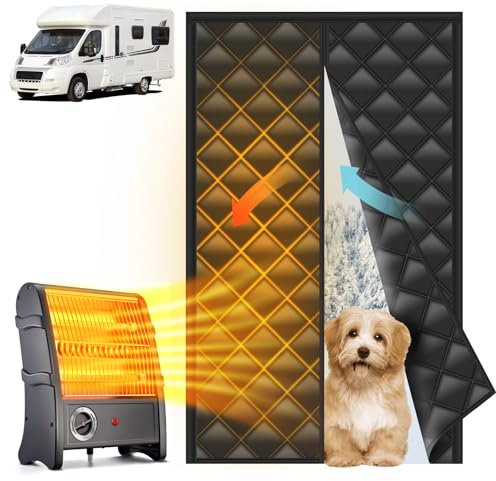 DZGKGM RV Door Insulation Curtain for Winter, Magnetic Thermal Insulated Door Blanket Cover, RV Winterizing Kit, RV Winter Accessories for Camper, Trailer