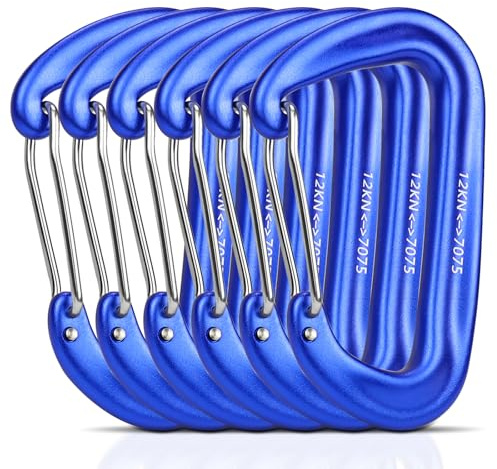 6 Stück Karabinerhaken Groß Schwerlast Alu Karabiner 12KN (1200KG) Belastbarkeit Auswahl aus 7 Farben für Outdoor Hängemattenbefestigung Wandern Camping Camping Rucksackreisen