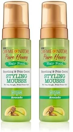 Creme of Nature, Pure Honey Hair Food Avocado, Modellierschaum mit Avocadoöl und Honig, definiert Locken und reduziert krauses Haar, Behandlung für lockiges, welliges und krauses Haar, 207ml