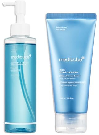 medicube Set de Doble Limpieza para Poros Suaves: Aceite Desmaquillante Zero Pore Blackhead Para Todo Tipo De Piel, Limpiador Zero Foam