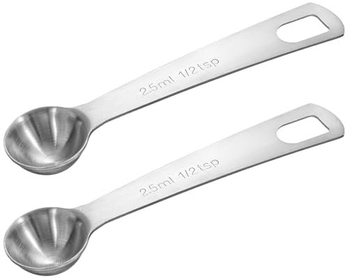 2 PCS Measuring Spoons Tablespoon Measuring Spoon 1/6 Tbsp (1/2 TSP | 2.5 ml | 2.5 cc | 1/12 oz) Mini Spoons Stainless Steel Measuring Spoons for Kitchen Cooking Spoon(Silver)