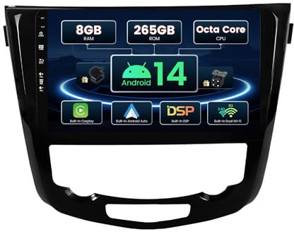 SXAUTO ¦8G+256G, Octa-Core¦ Android 14 IPS Autoradio Per Nissan X-Trail Qashqai J11 Rouge(2014-2018) - Senza fili Carplay & Android Auto - Camera + MIC - Fast-boot Volante 360-CAM 2 Din 10.1 Pollici