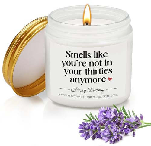 Funny 40th Birthday Gifts for Women Men, 40th Birthday Candle, Soy Wax Candle Lavender Scent 40 Years Old Birthday Decorations Gifts for Her Him Wife Husband Friends Sister, 3.5oz