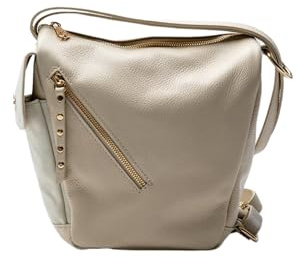 BARONE Tasche aus echtem Leder für Damen – Ledertasche – kleiner Reiserucksack Made in Italy VIVOLI, beige