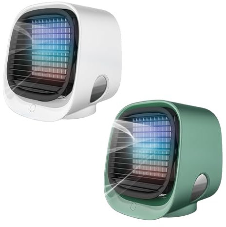 Aira Breeze Luftkühler, Air Breeze Klimaanlage, Luftkühler mit Wasserkühlung Klein, Tragbarer Klimaanlagenventilator, USB-betriebener Klimagerät für Familie, Reisen (Weiß +Grün)