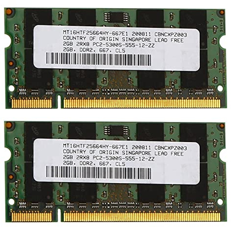 Boerunid RAM-Speicher, 2 GB, DDR2, 667 MHz, PC2 5300, 1,8 V, 200 Pin, SODIMM für AMD, 2 Stück