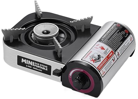 Portable Camping Stove - Storage Stoves for Camping | Camping Stove for All Gas Cartridges | Camping & Hiking | Lightweight Single Hob with Grill Function for Kitchen, Hiking, Patio, Survival