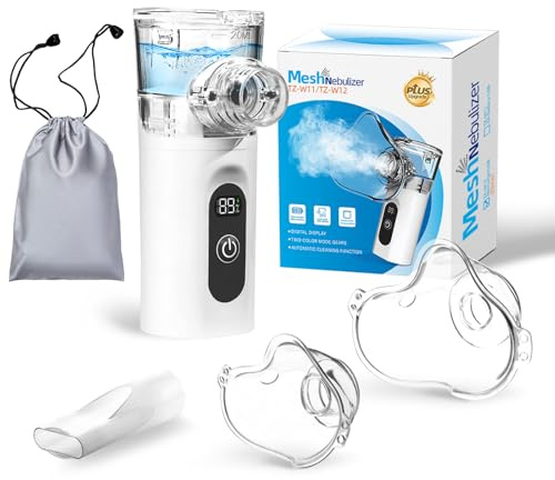 SUNWERK Inhalationsgerät für Erwachsene und Kinder, Wiederaufladbarer Inhalator mit Countdown-Timer und Automatischer Reinigungsfunktion für Eine Effiziente Verneblung zu Hause und auf Reisen(Weiß)