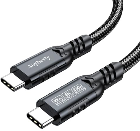 240W USB C Cable 6.6ft, 40Gbps Data Transfer, 8K/4K@60Hz Video Output Cable for Thunderbolt 3/4 for MacBook iPhone15/16/17 Samsung Galaxy USB C Phone Tablet Laptop and Other USB Type C Device