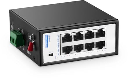 Switch industriale mini Gigabit PoE+ a 8 porte, Ethernet 100/1000 Mbps, IEEE802.3AF/AT POE+, guida DIN e supporto a parete, switch PoE YuLinca rinforzato non gestito IP30 (-40~185 °F)