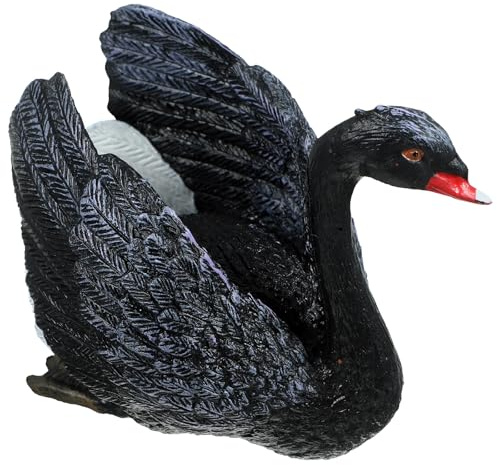 SAFIGLE PVC Schwanenfigur Schwarze als Dekorative Tierfigur für Zuhause | Statisches Modell, Bruchfestes Design, Fotozubehör, Lebendige Form, für Kinder, Schwarz