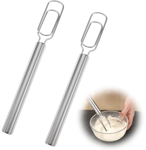 2 Pack 12-Inch Dough Stainless Steel Whisk,Dishwasher Safe，Baking Tool | professional 12-inch Danish dough whisk,stainless steel mixing tools for sourdough,bread,pizza dough & baking.Dishwasher safe