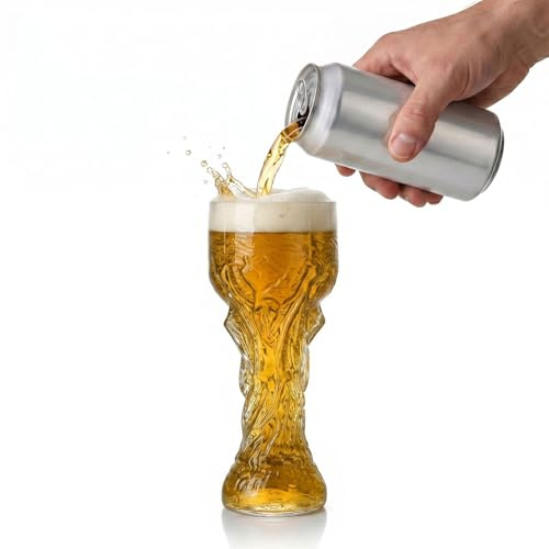 Boccale Birra Calcio Coppa del Mondo 2026 ml, Bicchiere Birra a Forma di Trofeo, Grande Calice per Birra e Cocktail, Accessorio Bar per Feste e Partite (Calcio, Clessidra, 850, Millilitri)