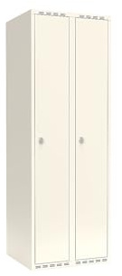 kaiserkraft | Spind Fydor | 2 Abteile | Weiß | B 600 mm | Flache Dachform | Vorhängeschloss