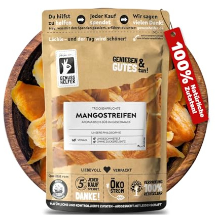 Bremer Gewürzhandel Mango, getrocknet ungeschwefelte Mangostreifen ohne Zuckerzusatz - getrocknete Früchte, Trockenfrüchte, Trockenobst, ungezuckert, dried mango, dried fruit, 600g