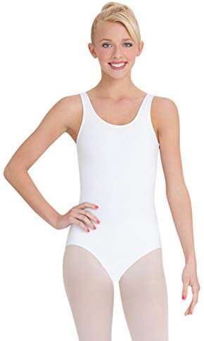 Capezio Damen Team Basic Tank Leotard Gymnastikanzug, Weiss/opulenter Garten, XL