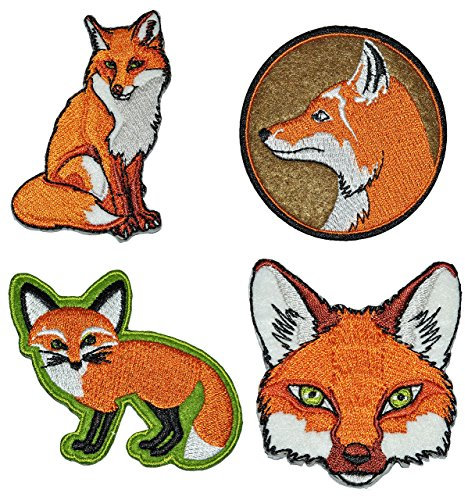 2 TLG Set: Bügelbilder - Fuchs - 6 cm * 6,2 cm - Aufnäher Applikation - gestickter Flicken - Füchse Waldtier orange Waldtiere Reinecke Tier Tiere Rotfuchs