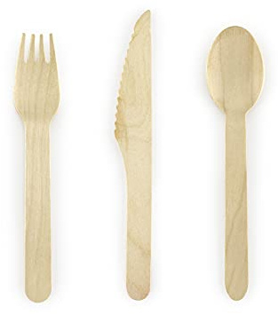 18-Pieces Wooden Cutlery Set For Kids Birthday Party Picnic 6 Spoons 6 Forks 6 Knives, Eco-Friendly, 16cm