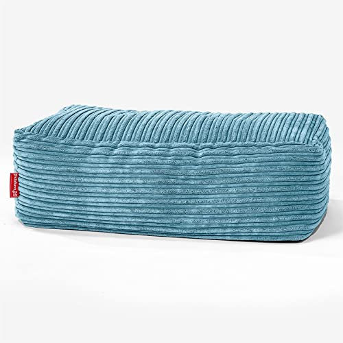 Lounge Pug Groß Fußhocker Pouf, Türkis Cordstoff, Sitzpouf, Pouf Sitzsack Hocker Wohnzimmer