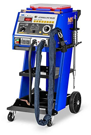 MSW S-Spotter 4000 Tire Clou Kit de Reparation Carrosserie Voiture avec Chariot (4000 A, 400 V, Durée de soudage 0.2–2 s, Écran LED, 3 Puissances de Soudage)