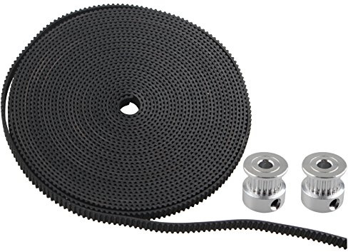 HALJIA 2Pcs 2GT 20 Teeth Timing Pulley Wheel 5mm Inner with 5M 2GT 6mm Rubber Opening Belt Compatible with 3D Printer RepRap Prusa