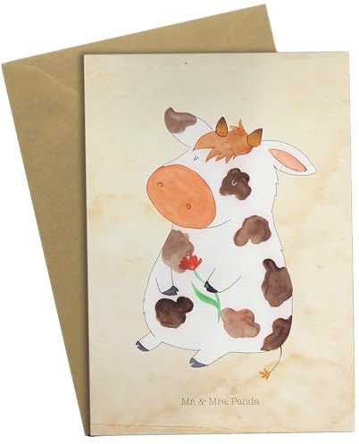 Mr. & Mrs. Panda Grußkarte Kuh - Geschenk, Hof, Hoftiere, Ansichtskarten, Milchkuh, Glückwunschkarte, Bauernhof, Hochzeitskarte, Landwirtin,