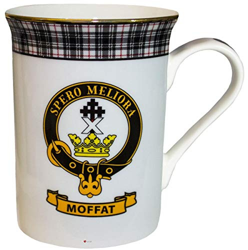 I LUV LTD China Coffee Mug Moffat Clan Crest Gold Rim Scottish Made
