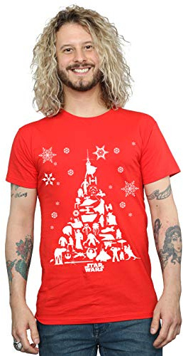 Star Wars Men's Christmas Tree T-Shirt Red X-Large
