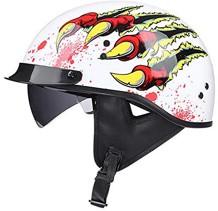 Mangen Casque Moto Jet Vintage Casque de Moto Demi-Coque Visiere Pare Soleil pour Scooter Chopper Casque de Moto (1)